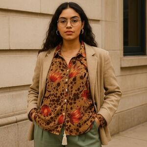 White Stag Women’s Plus Velvet Animal Print Blouse – Size 22W – NWT